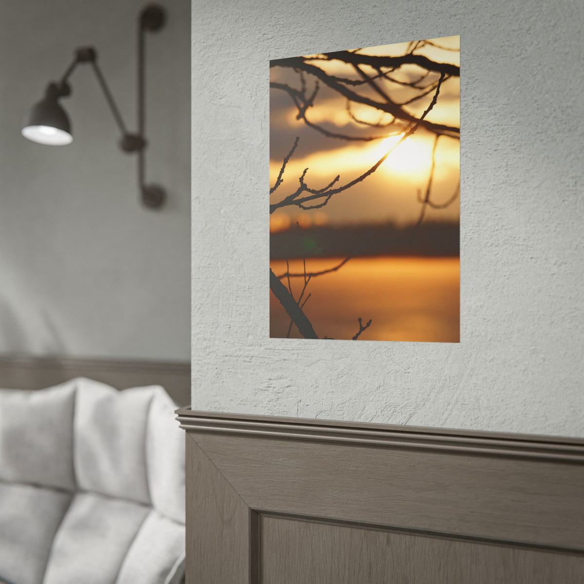 Sunset Lake Branches — Serene Nature Wall Art Poster
